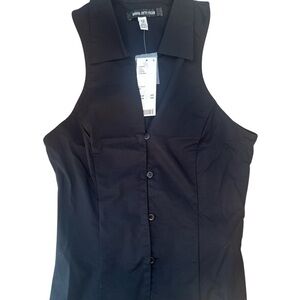 Urban Outfitters Black Collared Sleeveless Top